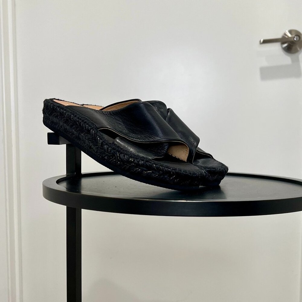 Kanna - Criss Cross Black Platform Espadrille Slide Size EU 37/US 6-6.5 - Black